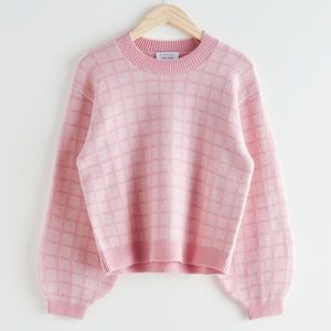 & Other Stories Pink Check Sweater